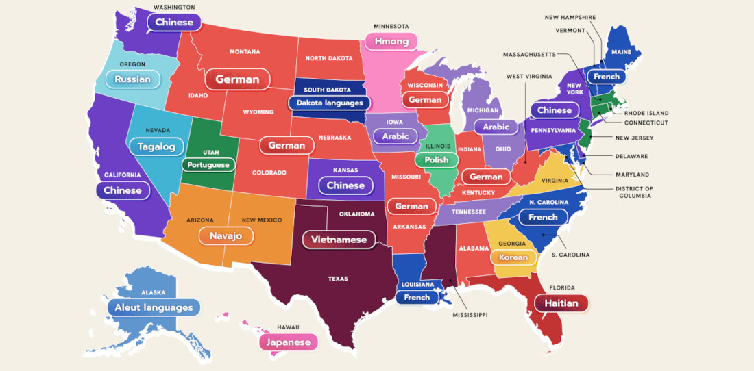 The Most Spoken Language In Each State Besides English And Spanish