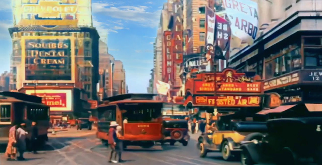 Roaring 20’s Footage Of New York Gets Upscaled & Colorized