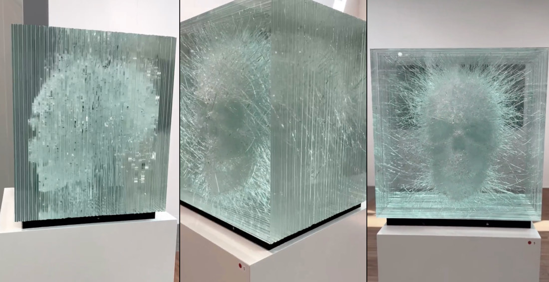 Artist Creates 3D Skull From Sheets Of Carefully Cracked Glass