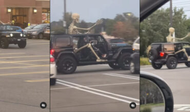 Jeep Spotted With 10-Foot Skeleton In Back Seat: Ridin’ Spooky