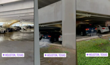 Broken Water Pipe Floods Car In Parking Garage