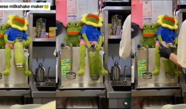 Frog Shaking Tea At Tea Shop