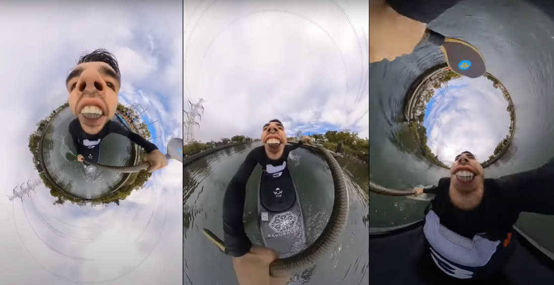 Kayaking With A 360-Degree Camera In Mouth