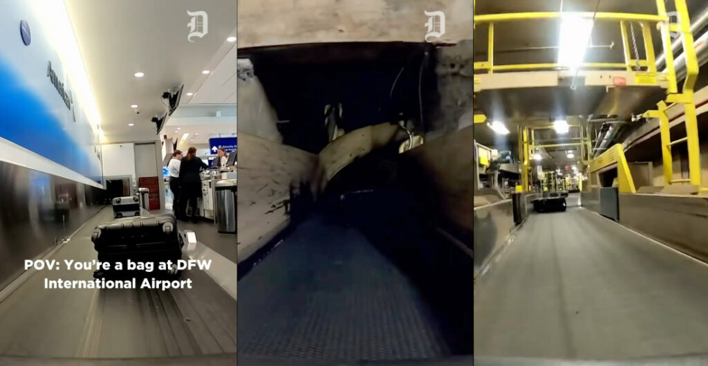 Footage From Bag Traveling Through Airport's Automated Luggage Labyrinth