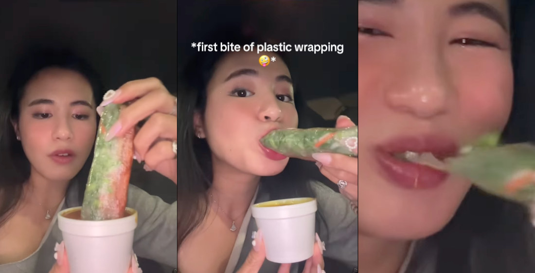 Alleged Foodie Unknowingly Eats Plastic Wrap On Spring Rolls