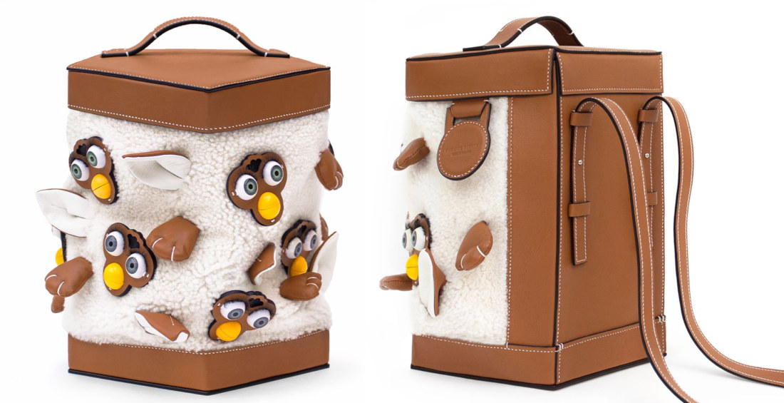 The Furby Chaos Bag, A Fancy Bag Covered With Talking, Moving Furby Faces