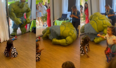 Incredible Hulk Trips And Falls Entering Kid’s Birthday Party