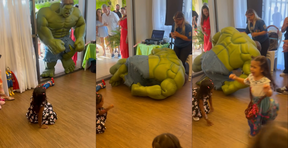 Incredible Hulk Trips And Falls Entering Kid’s Birthday Party
