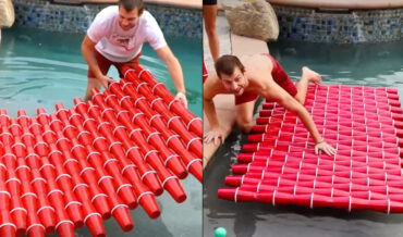 Constructing A Pool Float Out Of Red Solo Cups