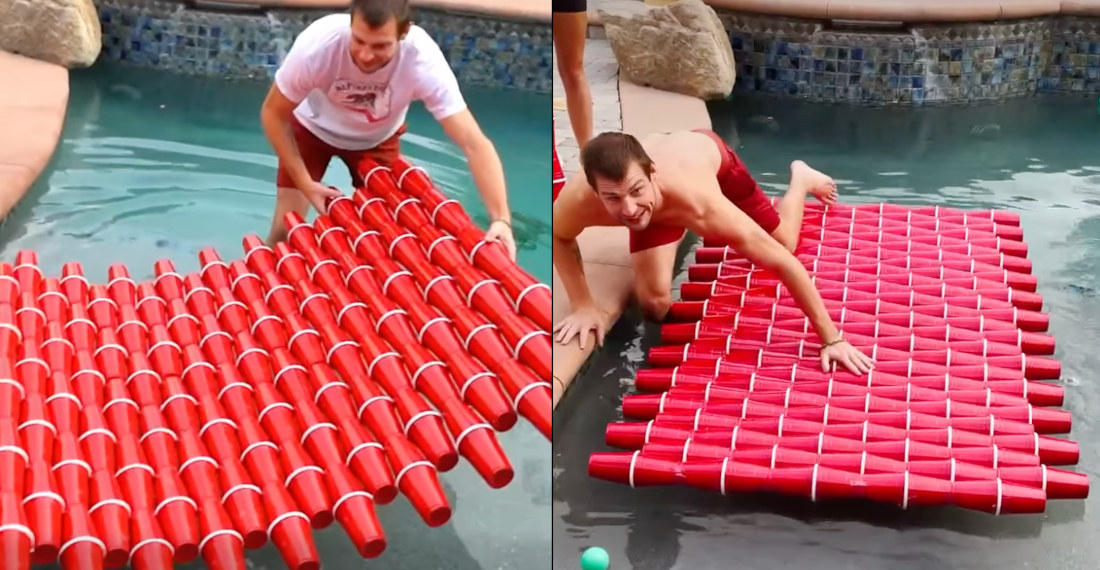 Constructing A Pool Float Out Of Red Solo Cups