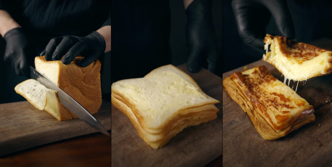 Making An Ultra-Thin 7-Layer Grilled Cheese Sandwich