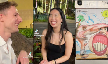 Caricature Artist Really Brings The Pain While Drawing Couple