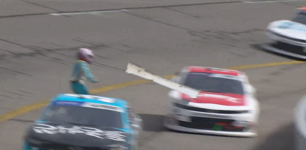 NASCAR Driver Rips His Bumper Off After Crash, Throws And Breaks Competitor's Windshield With It