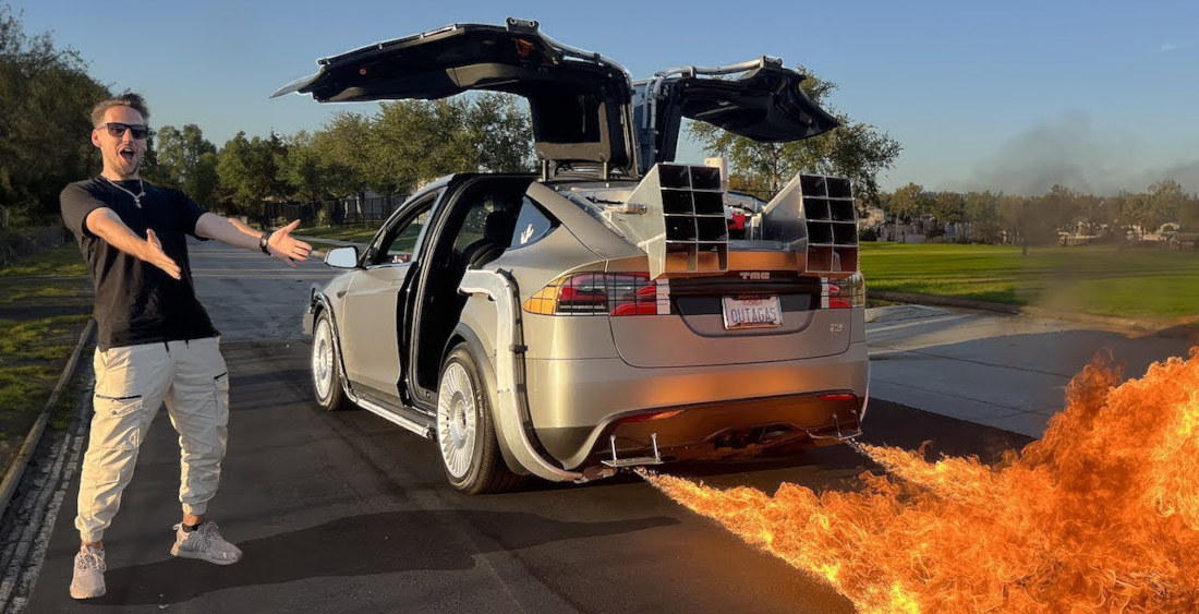 Tesla Modded Into Time-Traveling DeLorean Lookalike