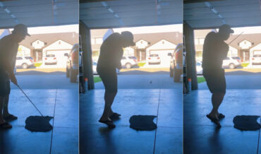 Taking Ball-Less Golf Swings In Garage Still Goes Horribly Wrong