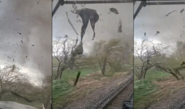 Train Conductor Captures Footage Of Tornado Passing Directly Over Locomotive