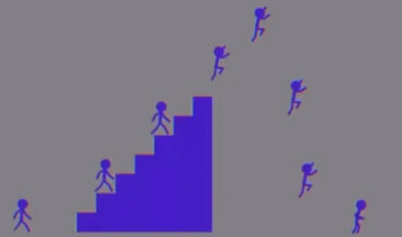 Stick Figures Jumping Off The Stairs Optical Illusion