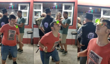 Guy Demonstrates His Slick Between-The-Eyes Toy Top Trick
