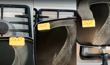 Bouncing DVD Logo Recreated Using Carved Block Of Butter In Hot Pan