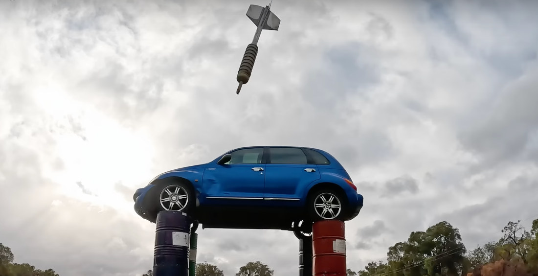 Destroying Things (Including A Car) With A Giant 1,250-Pound Dart