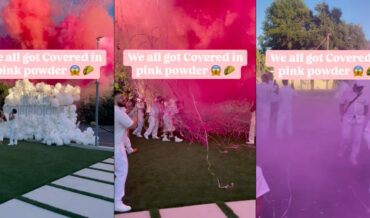 Gender Reveal Leaves Everyone Covered In Pink Powder
