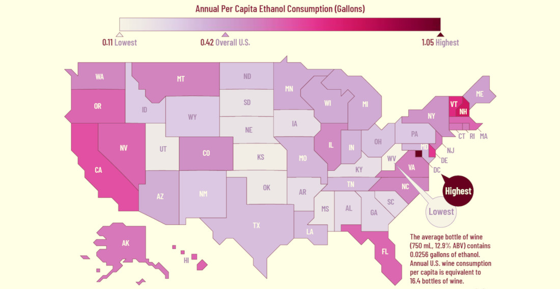 The United States Of Stained Teeth: Average Wine Consumption Per State