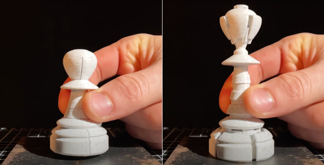 3D Printed Chess Pawn Automatically Transforms Into A Queen
