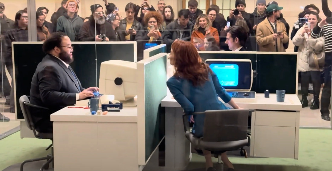 Severance Actors Work From Cubicle Replica In Grand Central Station