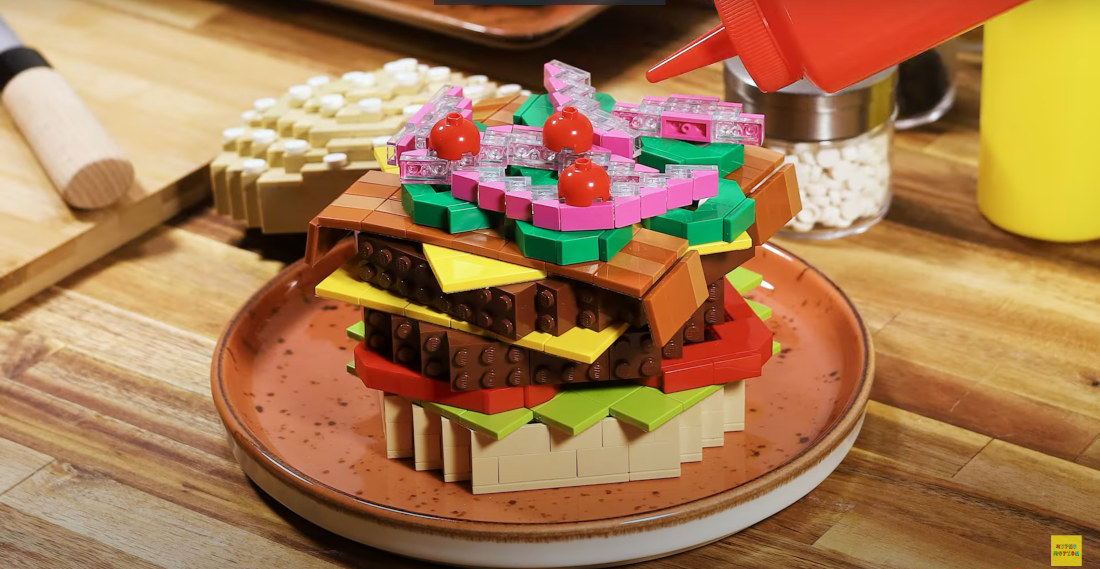 Stop Motion Video Of LEGO Double Cheeseburger Being Made