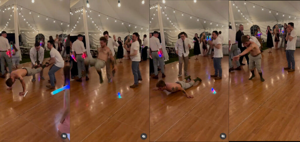 Best Man's Shirtless Faceplanting Front Flip At Wedding Reception