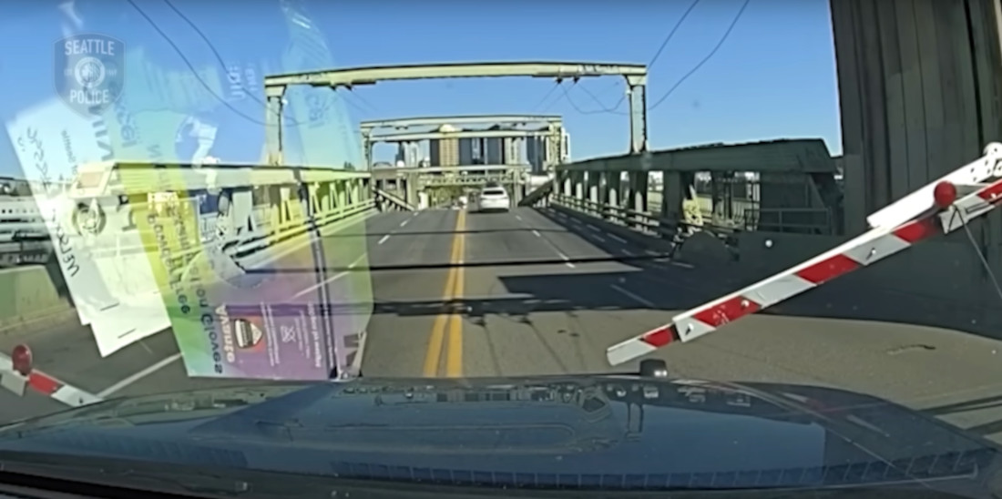 Car Hops Opening Drawbridge To Evade Police