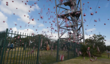 Dropping Thousands Of Soccer And Bouncy Balls From Tower, Helicopter