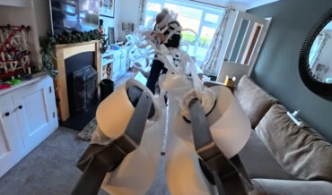Quadruple Barrel Toilet Paper Launcher