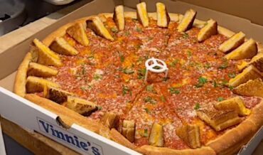 Tomato Soup Pizza Comes Topped With Mini Grilled Cheese Sandwiches