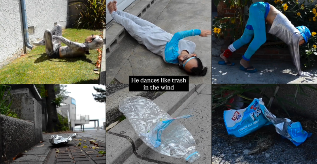 Artist Dresses And Dances Like Trash Blowing In The Wind
