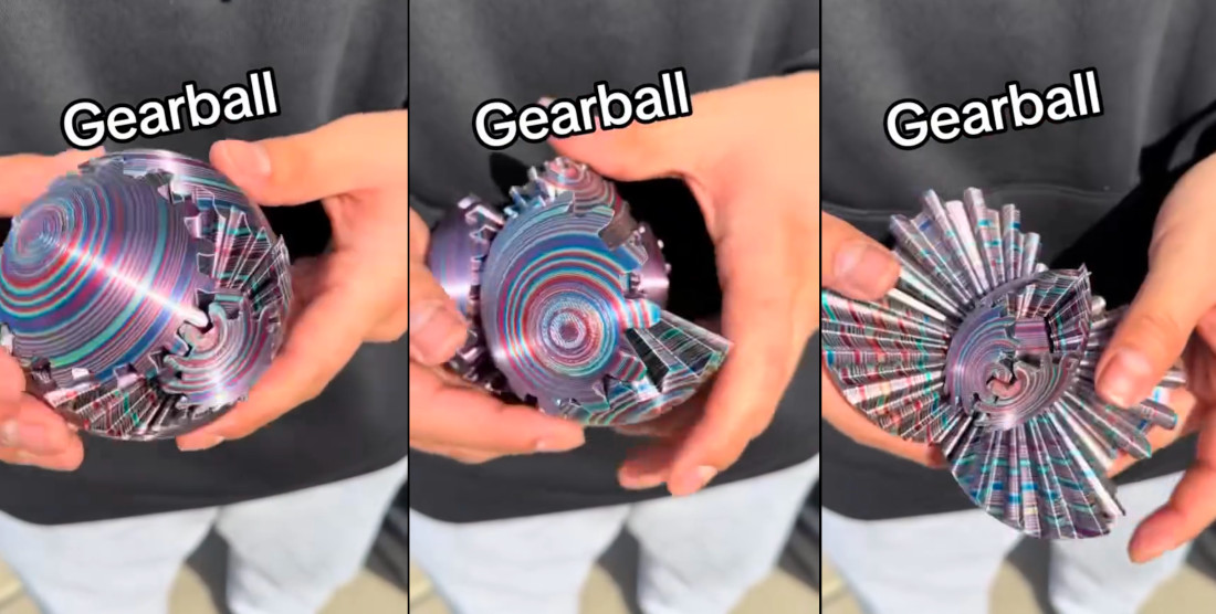 Trippy 3D Printed Gear Ball Fidget Toy