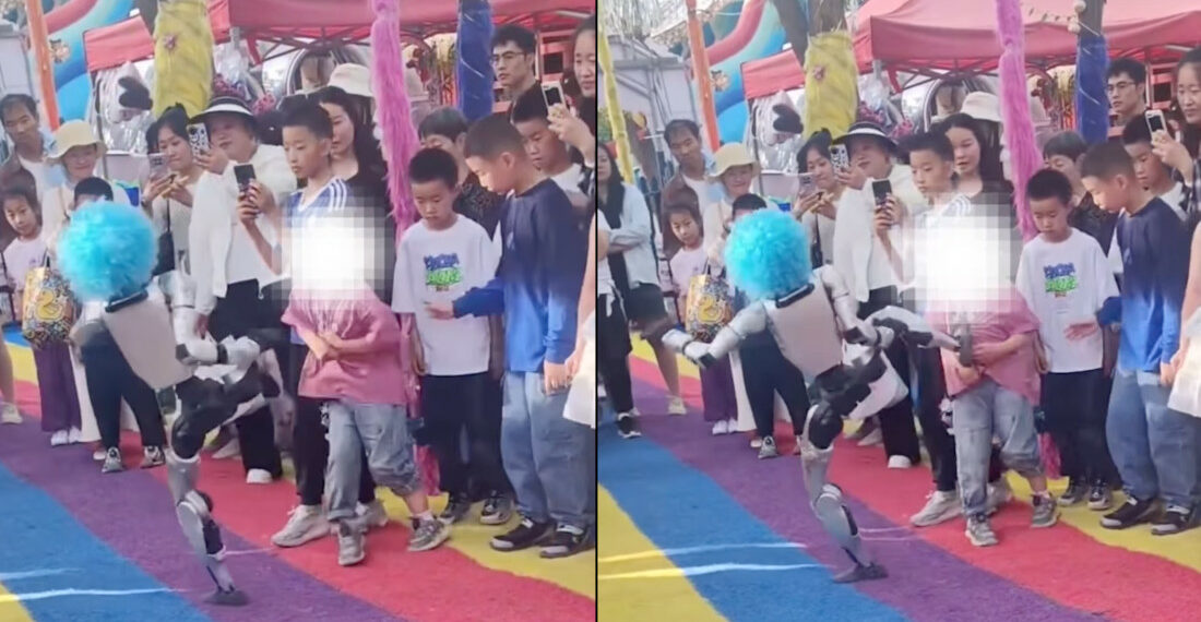 Lil Humanoid Robot Kicks Child At Amusement Park