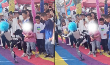 Lil Humanoid Robot Kicks Child At Amusement Park