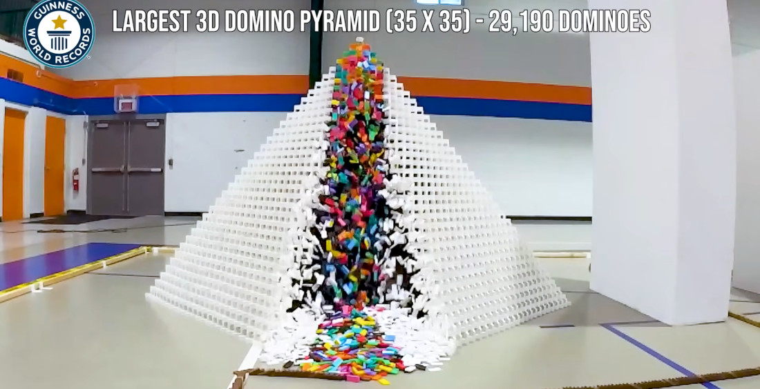 Building And Razing A 123,456 Domino Maze (Including A 29,193 Domino 3D Pyramid!)