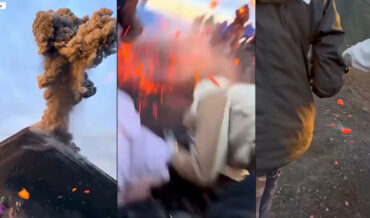 Hikers Startled By Erupting Volcano Raining Red-Hot Lava Rocks