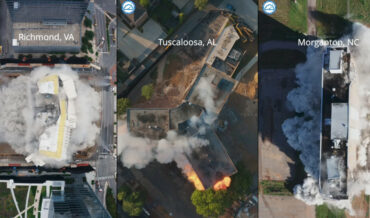 Compilation Of Building Implosions Viewed From Directly Above