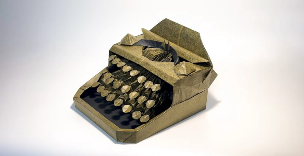 Origami Typewriter (With Keys!) Folded From Single Sheet Of Uncut Paper