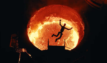 Humanoid Robots Diving Into Vat Of Molten Steel